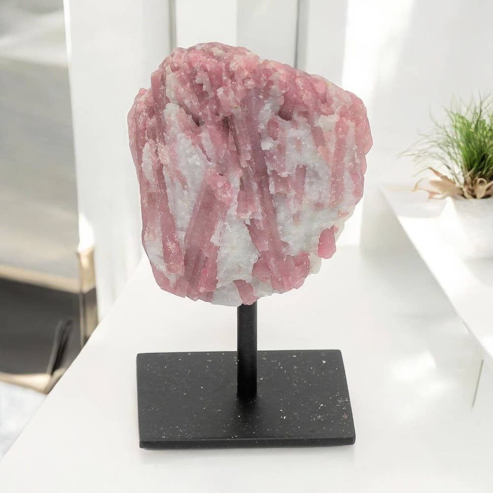 Pink Tourmaline on Metal Base