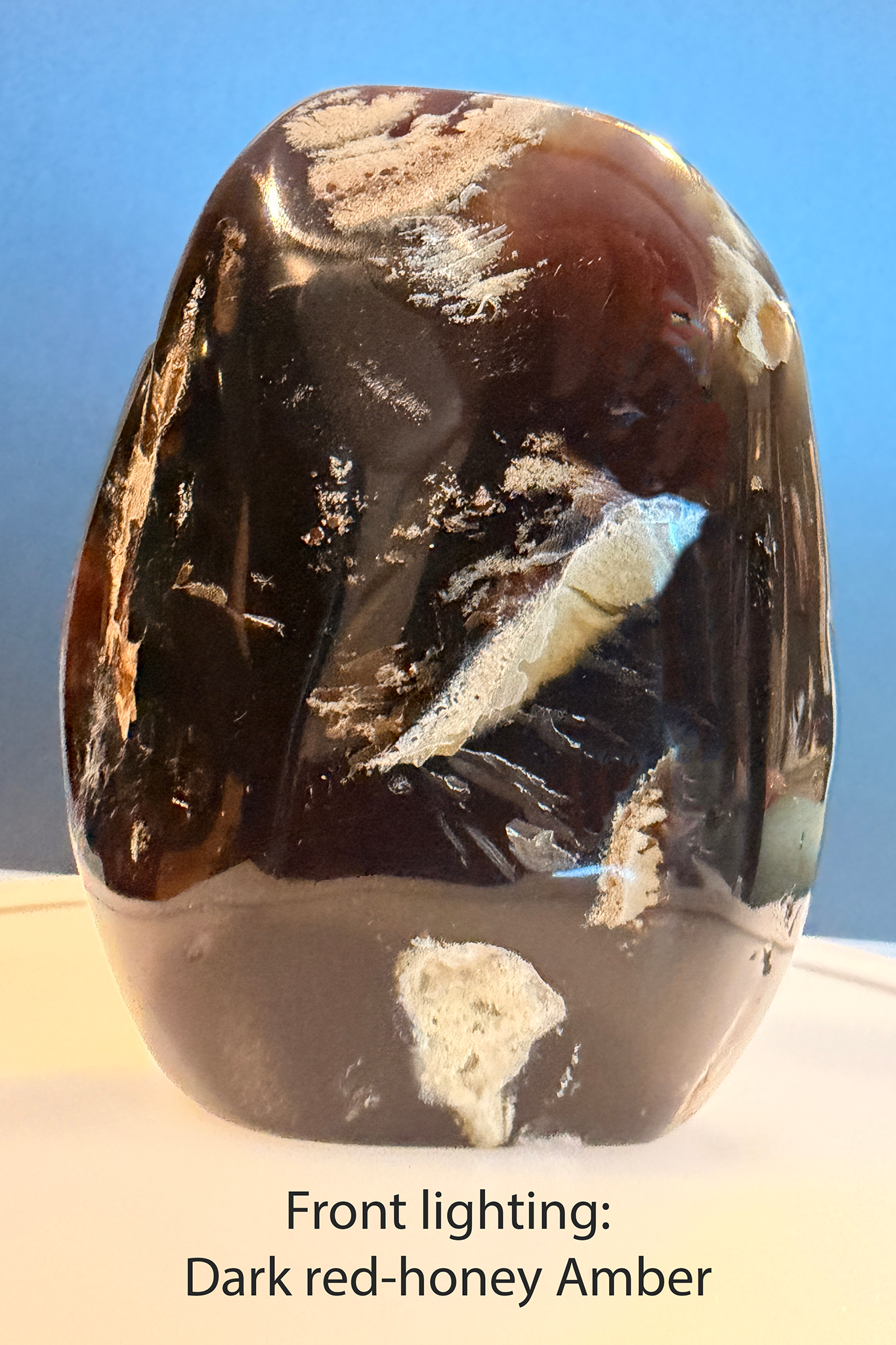 Indonesian Blue Amber Freeform with Strong Sunlight and Fluorescent Blue Shift