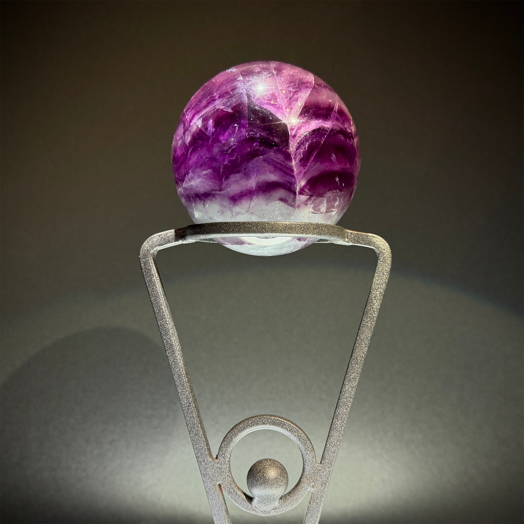 Translucent Fluorite Sphere with Strong Fluorescent Glow