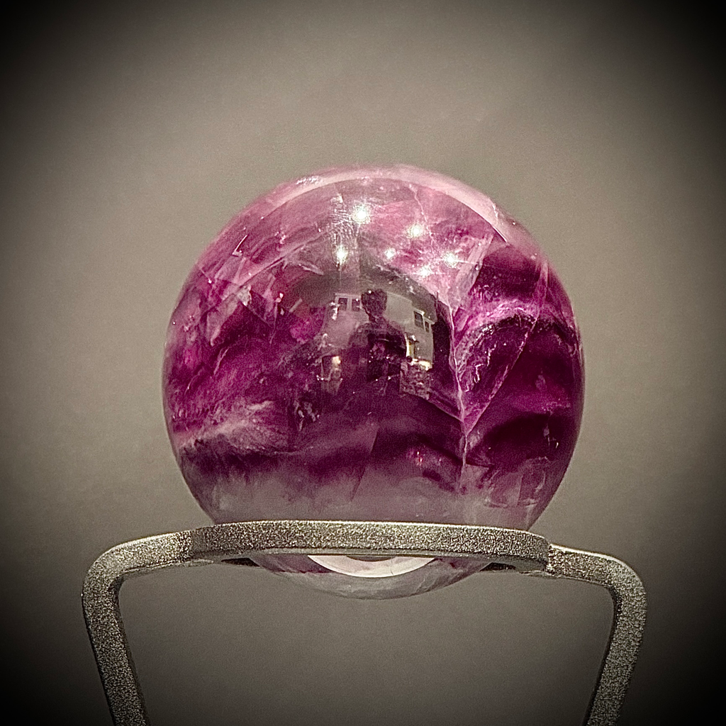 Translucent Fluorite Sphere with Strong Fluorescent Glow