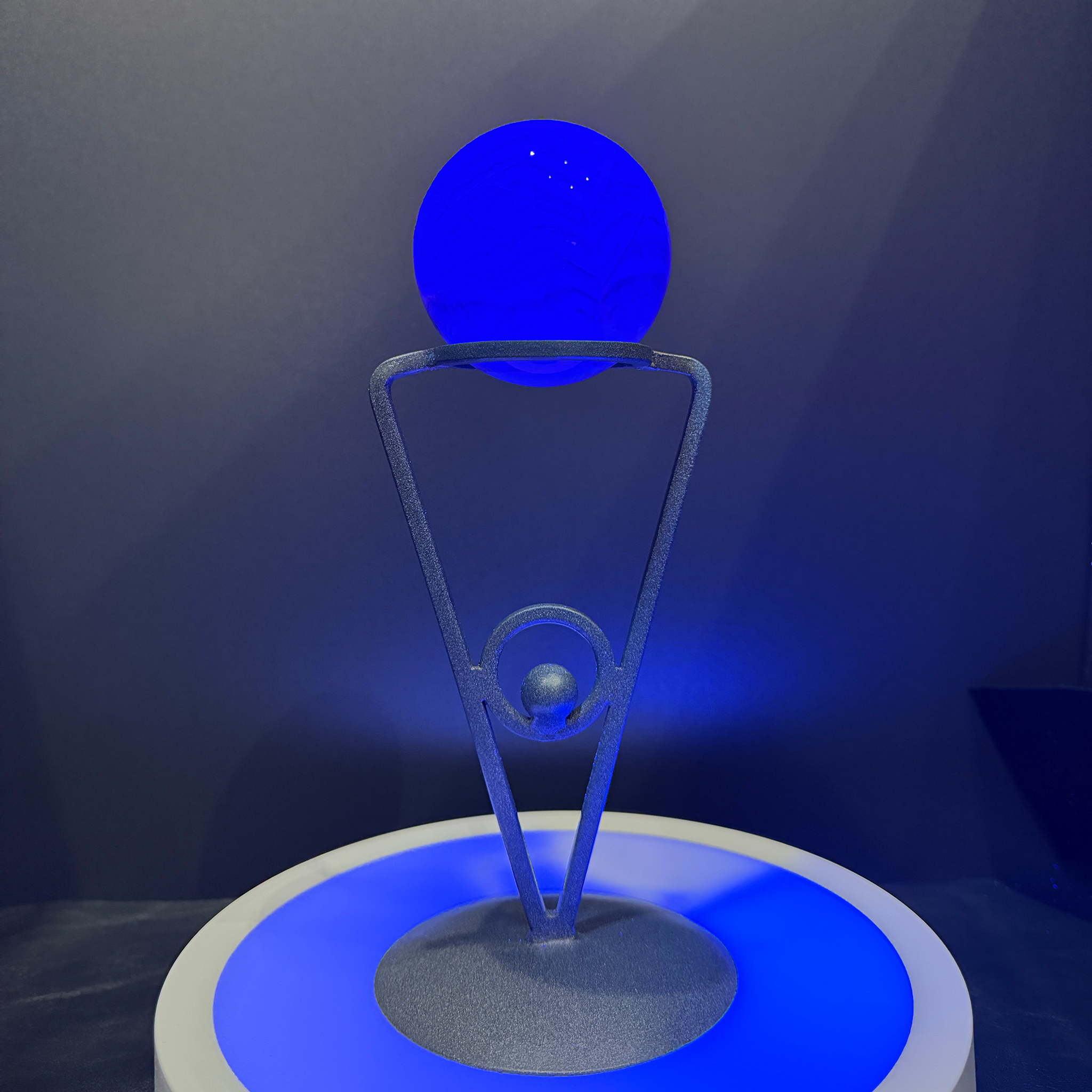 Translucent Fluorite Sphere with Strong Fluorescent Glow