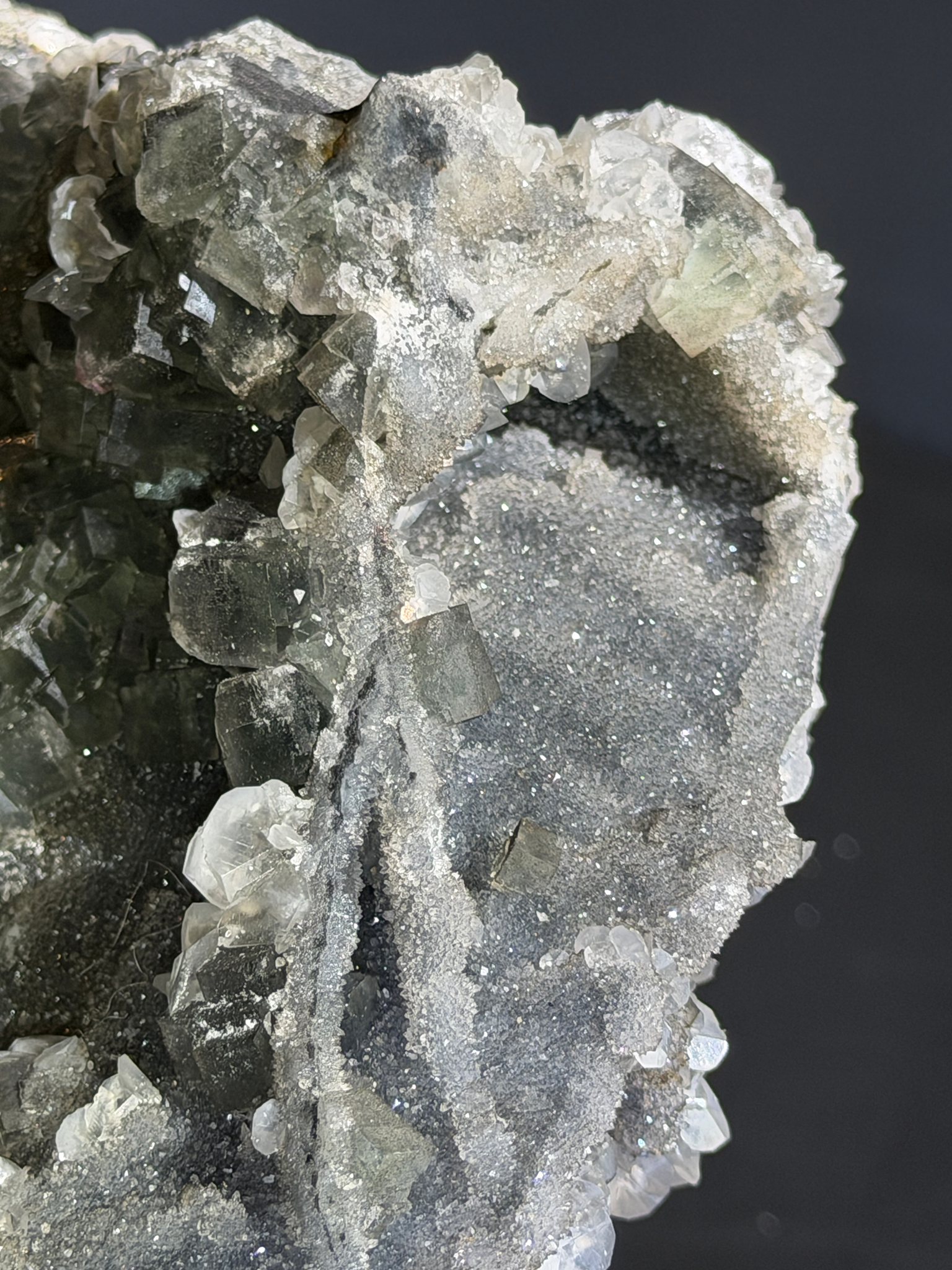 Museum-Grade Fujian Fluorite on Sphalerite with Three-Color Fluorescence on Custom Display Stand