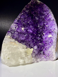 Brazilian Amethyst Cut Base with UV-Reactive Calcite and Polished Agate Rim