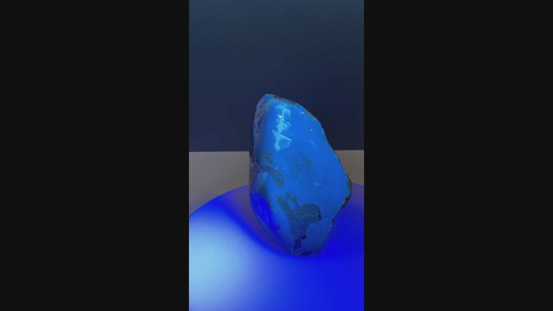 Indonesian Blue Amber Freeform with Strong Sunlight and Fluorescent Blue Shift